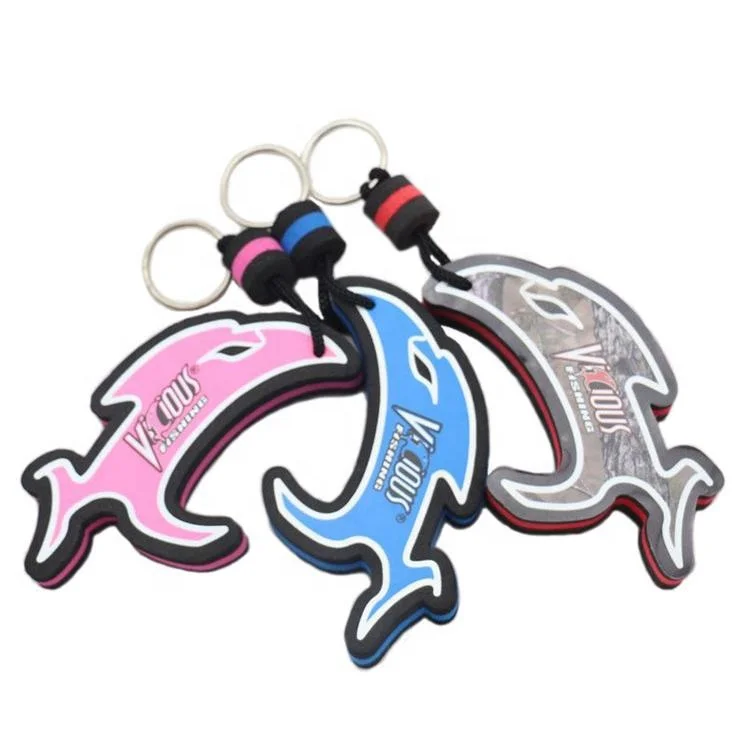 Custom logo Custom shape eva foam floating keychain keyring