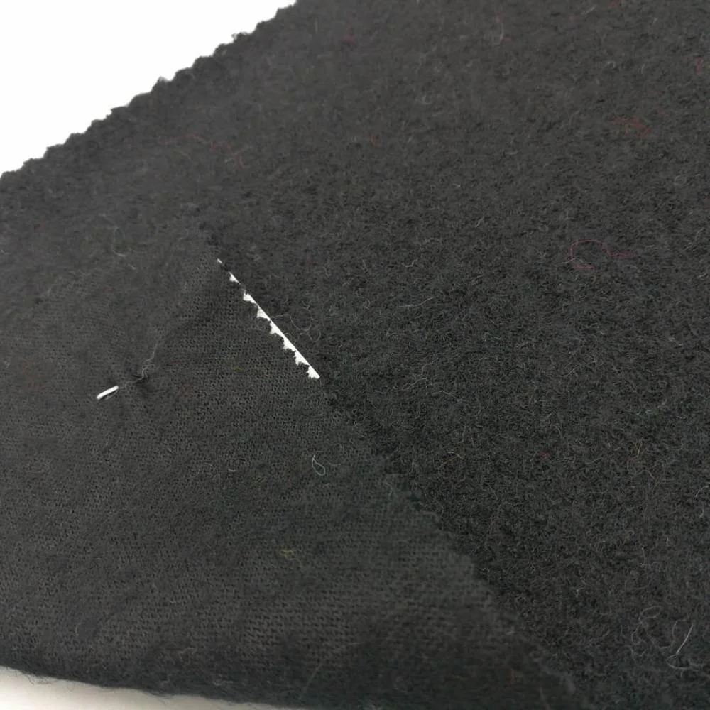 hotsale light weight SUPER black wool poly boiled fabric knit woolen fabrics