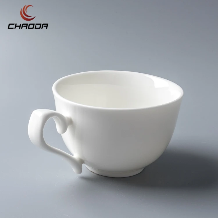 Chaoda 220ml Restaurant tea coffee white Porcelain custom cup and saucer Restaurant tableware cup and saucer ceramic set