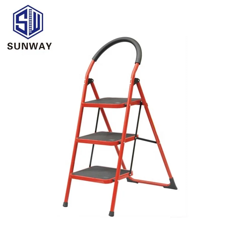  SUNWAY 3 ступенчатая стальная лестница с en131 утвержденные широкий шаг лестницы протектора Складная