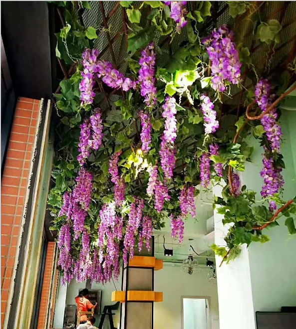 wisteria artificial flower plastic artificial hanging wisteria flowers