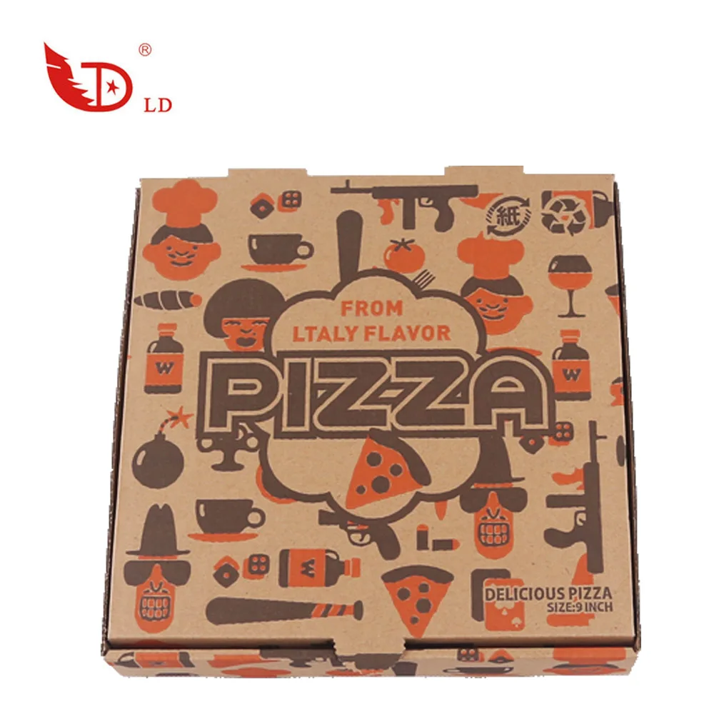 China manufacturer hot sale cheap 6/7/8/10/12/14/16 inch custom full color printed  pizza packing box