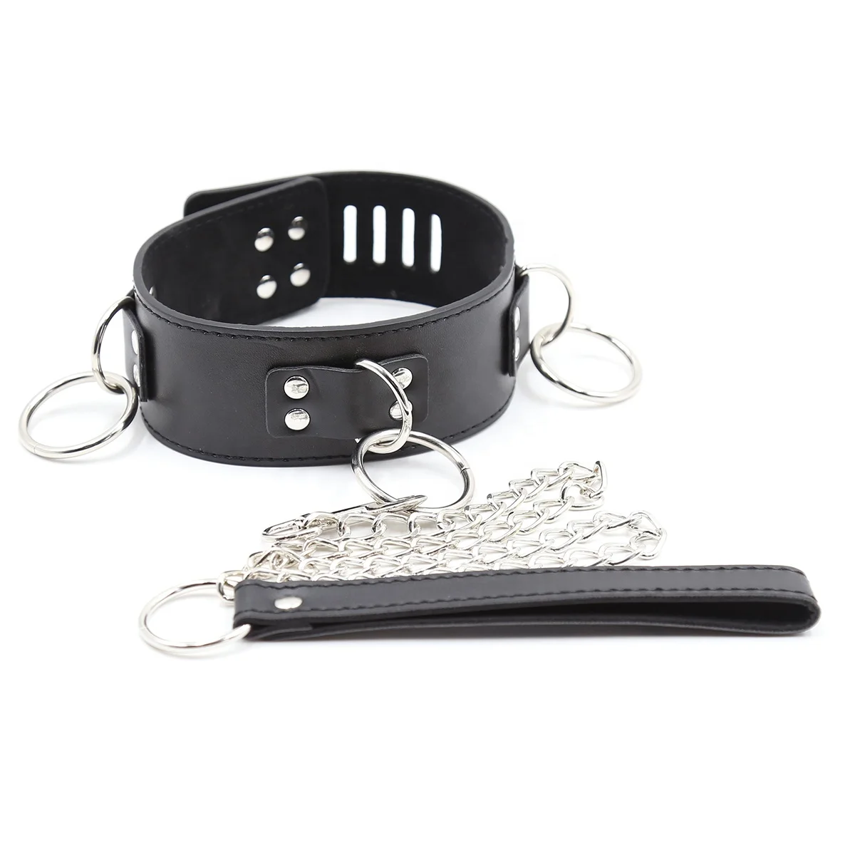PVC Faux Leather Padlock Lockable Collar For BDSM Slave Submissive Belt Gay Sexual Body Cage Necklace Harness Men Punk