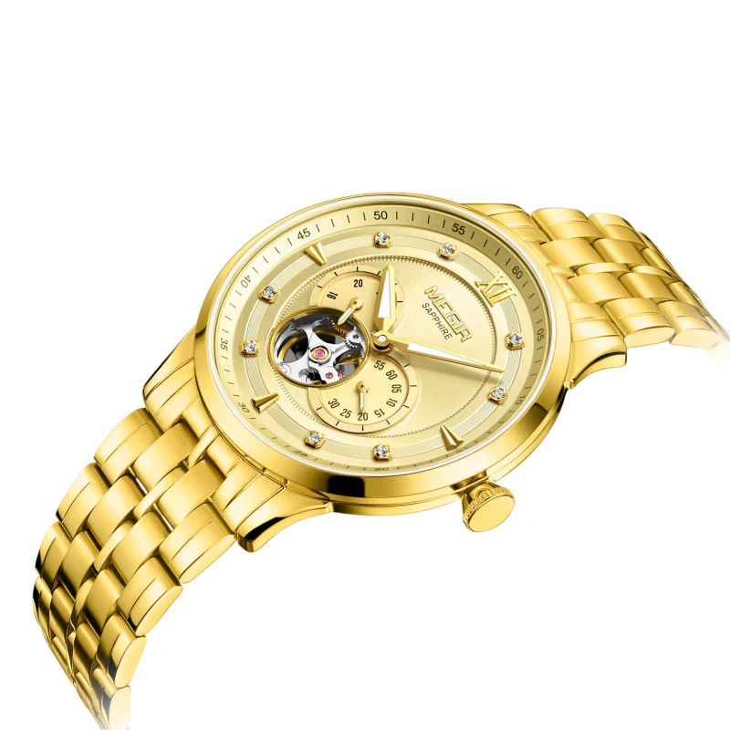 Shenzhen Watch Manufacture Japan Mechanical Movement 82S7 Private Label Stainless Steel Skeleton Men Gold Automatic Watches