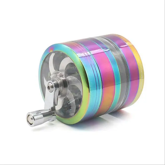VAMAV Rainbow 63MM Hand Crank Herb Grinder Tobacco Crusher Smoking Accessory Zinc Alloy Smoke Tobacco Grinder