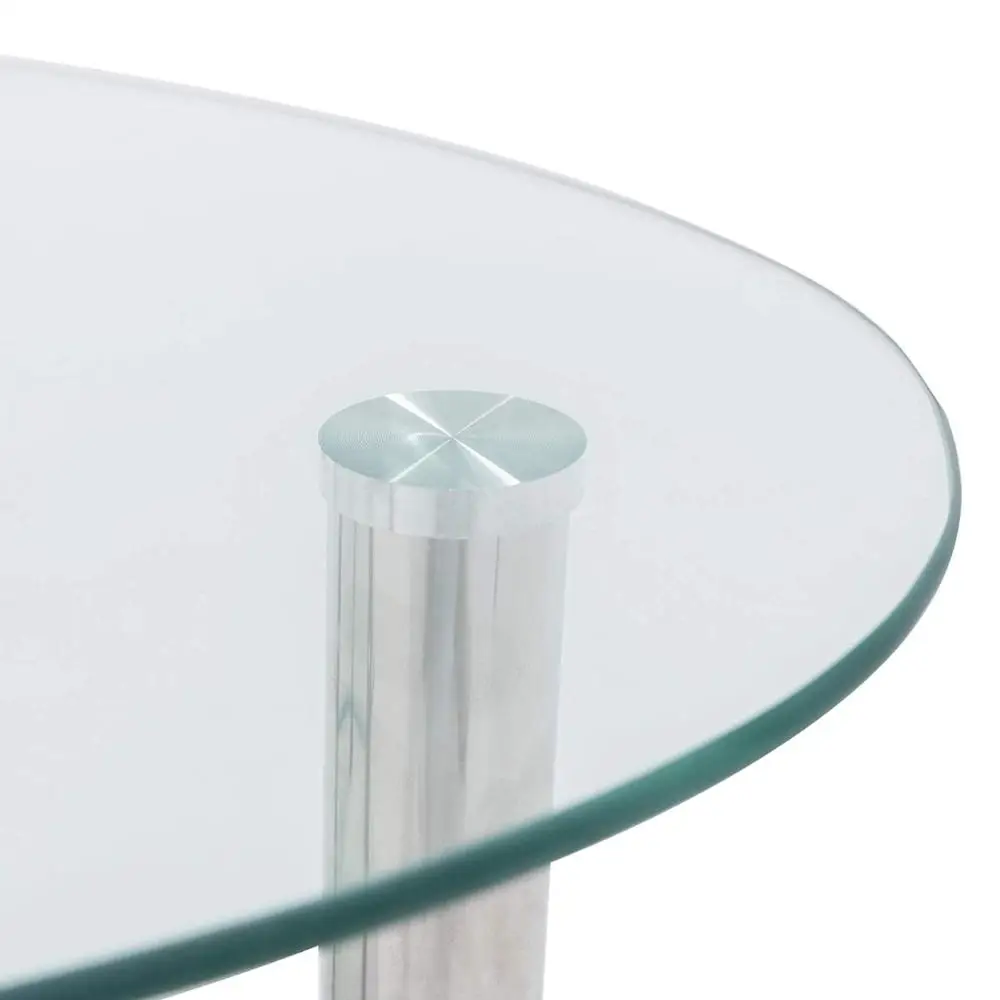 Modern Design Furniture Oval Tempered Glass Top Metal Coffee Table