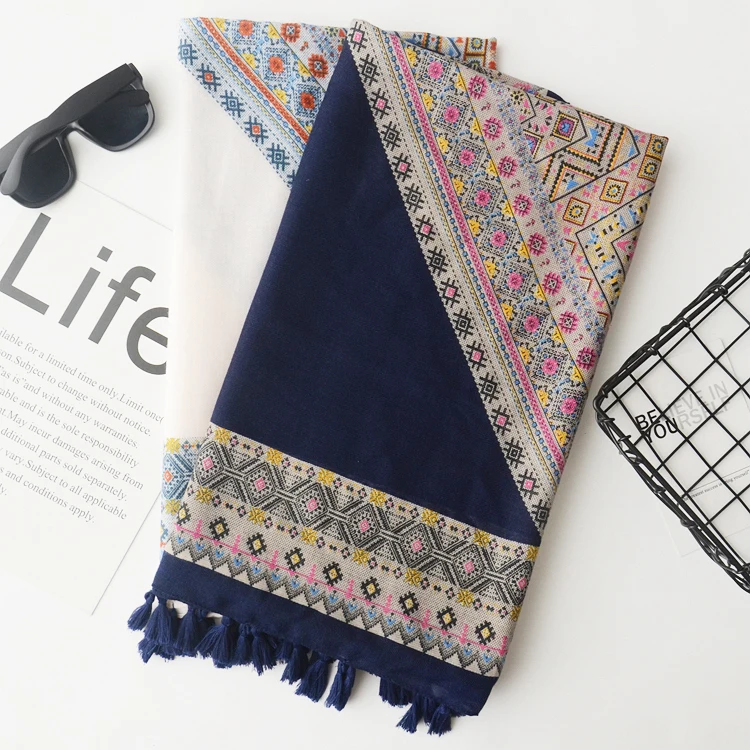 
Лидер продаж, длинный шарф с геометрическим принтом и кисточками, саржевый женский хиджаб, мусульманский, темно синий ромбовидный шарф с полной печатью, тюрбан, накидка на голову  (62093163036)