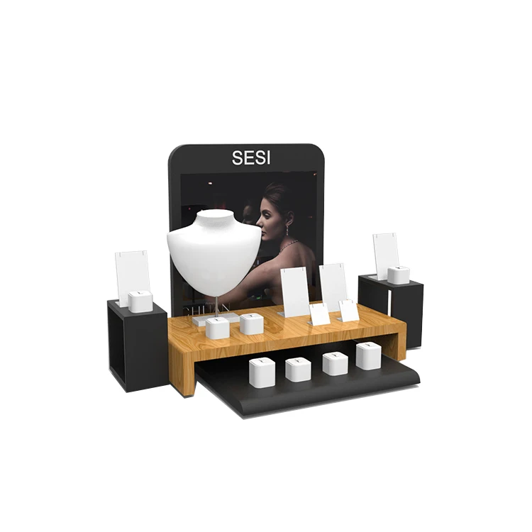 White Faux Leather Necklace Stand Luxury and Elegent Wooden Jewelry Display Set Large