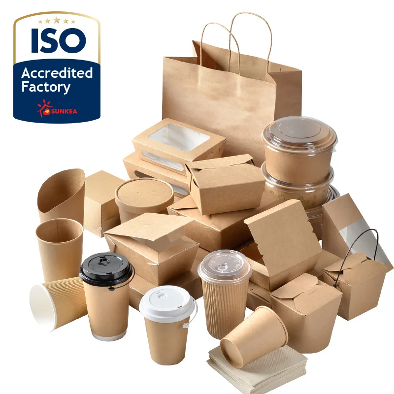 
Disposable paper take away food box and cup 