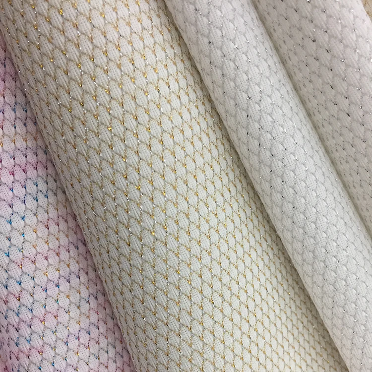 Rainbow Yarn Glitter 2mm Thick Spandex Scuba Fabric for ski garment