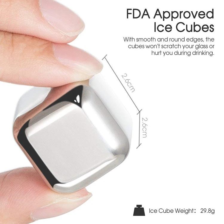 
Hot Sale Bar Accessories Stainless Steel Metal Ice Cube cooling ice melts 