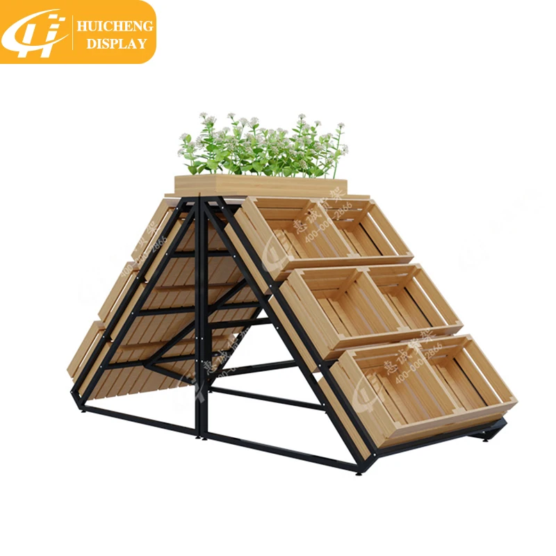 Customized New type wooden wine rack Exclusive Design fruit display rack  wooden wine display shelf