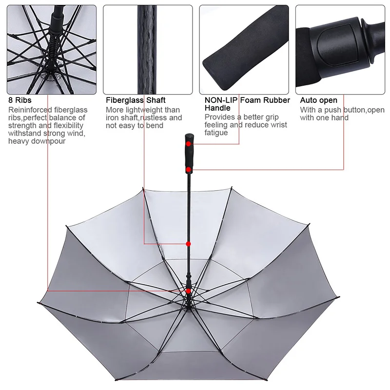 Custom Golf Umbrella with Double Layers Wind Proof