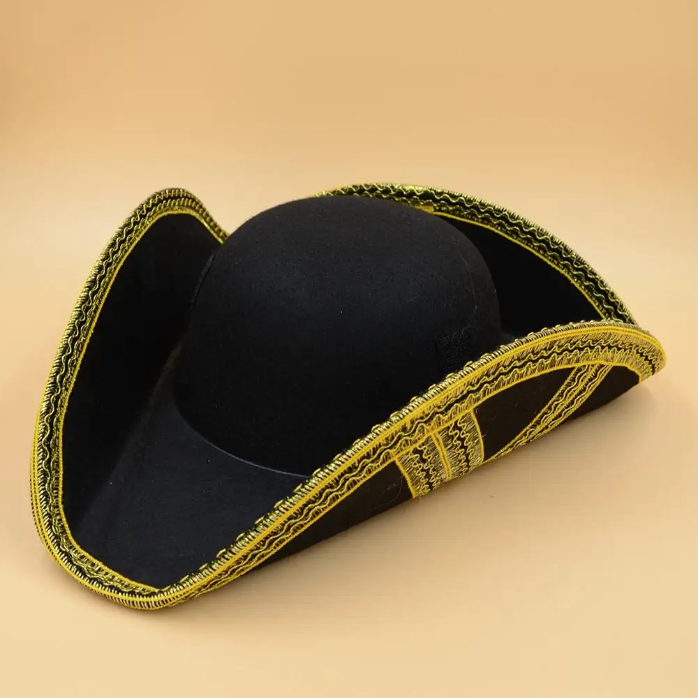 MH-3068 Party Halloween Black Deluxe Men Caribbean Captain Morgan Pirate Hat