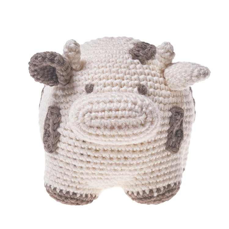 White knitted cute animal knitted cow stuffed toy for baby gifts