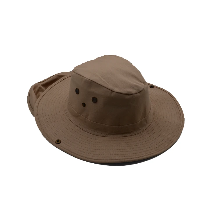 Outdoors custom logo button decoration plain summer safari neck protection fisherman hat bucket hats