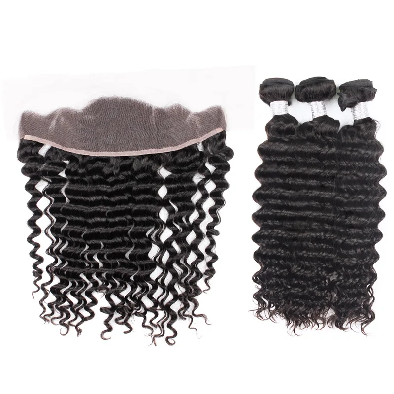 Wholesale brazilian hair 3 bundles closure lace frontal closure
