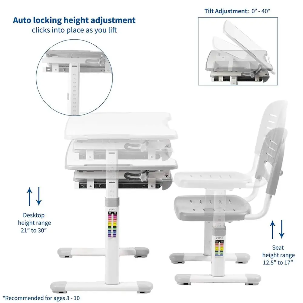 Height Adjustable Childrens Desk & Chair Set | Kids Interactive Work Station