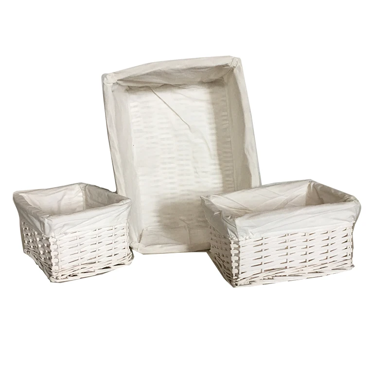 Willow Woven Cube Rattan Storage Basket With Lids Lining Bin For Laundry Clothes Closet Cabinet