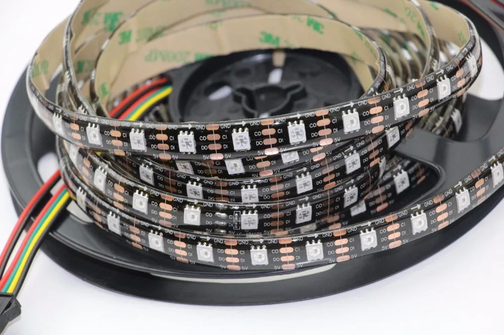 50m Transparent led strip 90W led strip 5V smd 5050 rgb cw ww APA102 4Pin double line JST connectors
