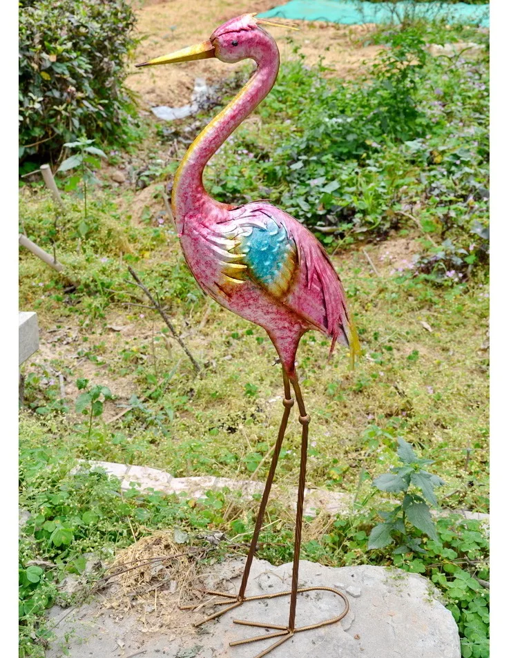 outdoor large statue craft art decorative crane bird Garden Metal