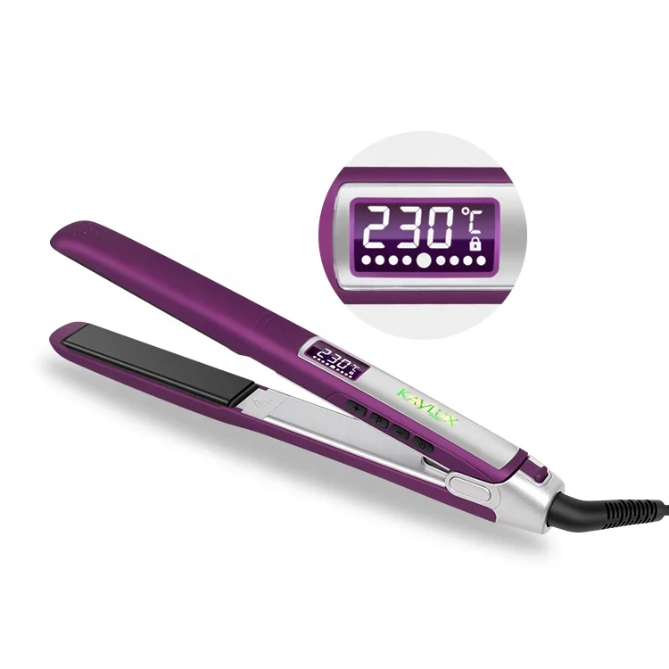 
Professional Magical Tourmaline Ceramic Curler Flat Iron Purple Hair Straighteners 
