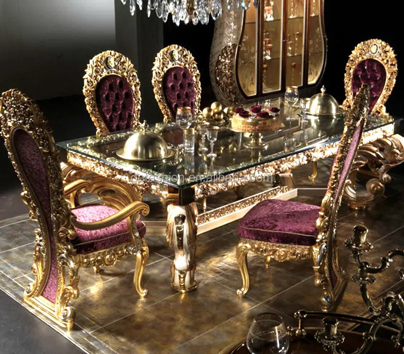 OE-FASHION Custom-made European dining furniture High-end villa handmade solid wood carved rectangular dining table