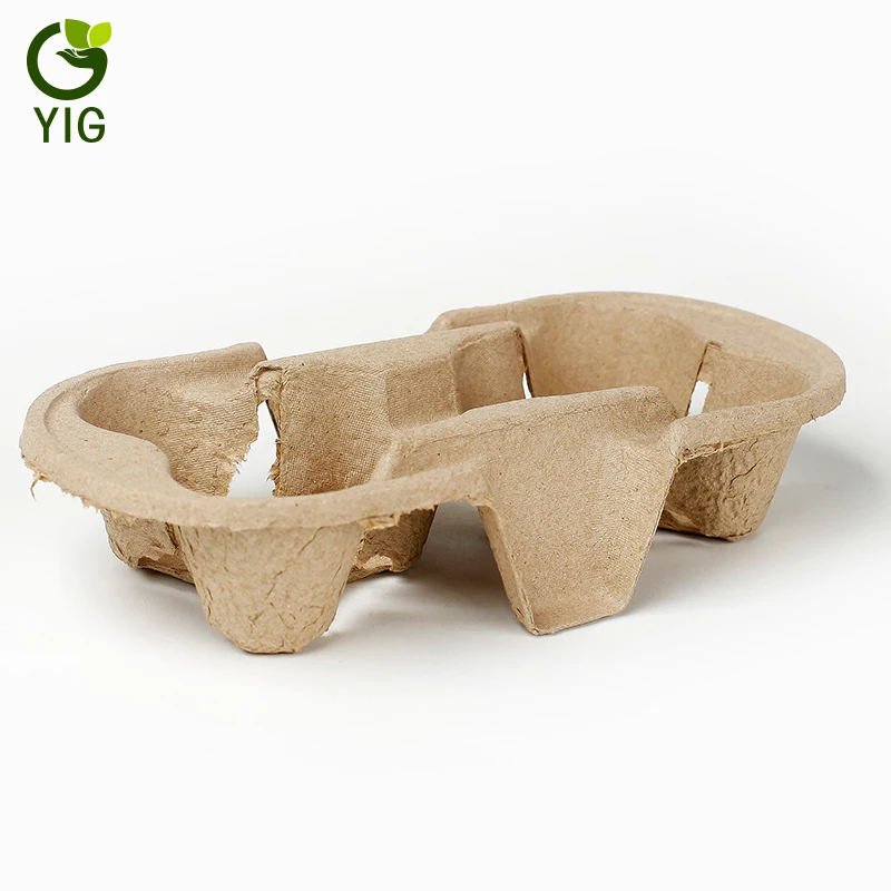 
Biodegradable Molded Pulp Eco Friendly Paper Coffee Tray 