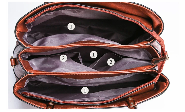 
Five Colors Wholesale Custom 3 Pieces Fancy Good Quality Lady Leather Handbag 