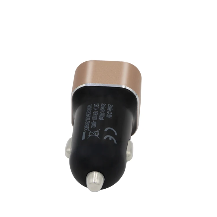 
Aluminum Alloy Favorable Price Mobile Phone Use and Electric Type 5V 2.4A Dual USB Car Adapter 