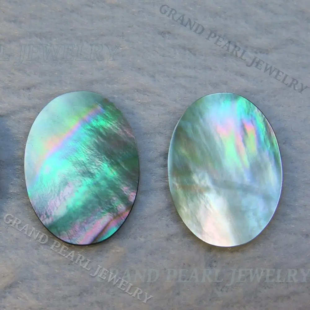 
Black Mother Of Pearl 13x18mm Oval Slice, Shell Slices, Gemstone Disc for setting, 