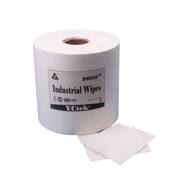 Spunlace Breathable Plain White Cellulose And Polyester Nonwoven Fabric Industry Wiper