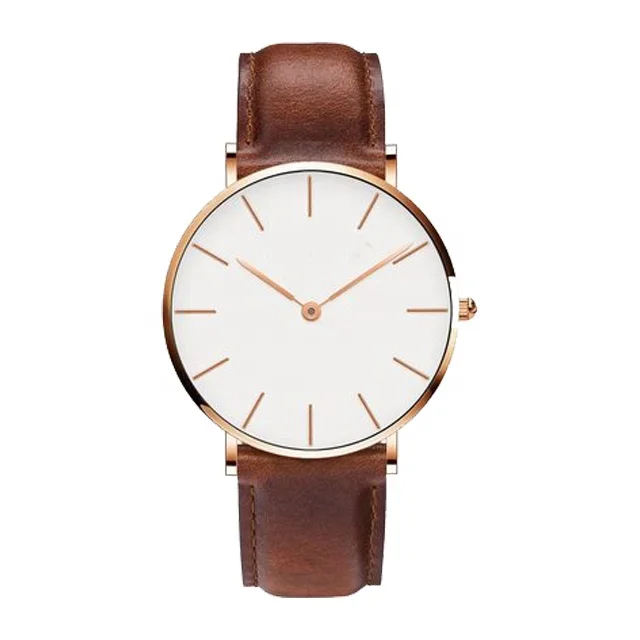 BK4A Fashion Stylish Brands Stainless Steel Custom Logo Leather Rose Gold Wrist Womens Quartz Watch Luxury