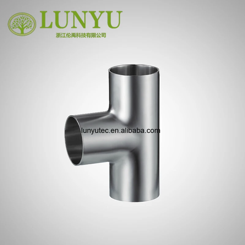 Stainless Steel Sanitary Butt Weld Tee Fittings For Food Industry 3A DIN SMS ISO