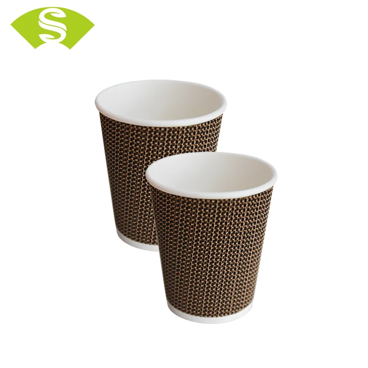 
Heat proof lattice double wall coffee paper cup disposable 