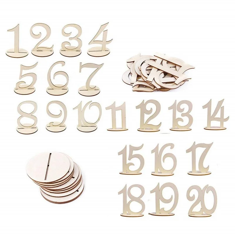 
1-20 laser cut wooden wedding table numbers 