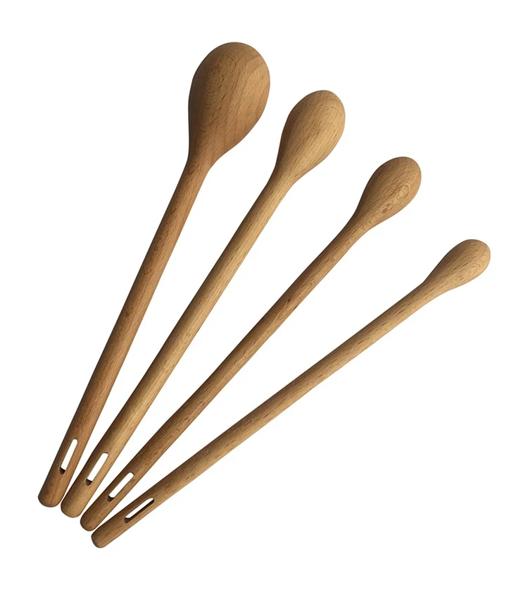 Wooden Spoons, Wood Soup Spoons for Eating Mixing Stirring, Long Handle Spoon