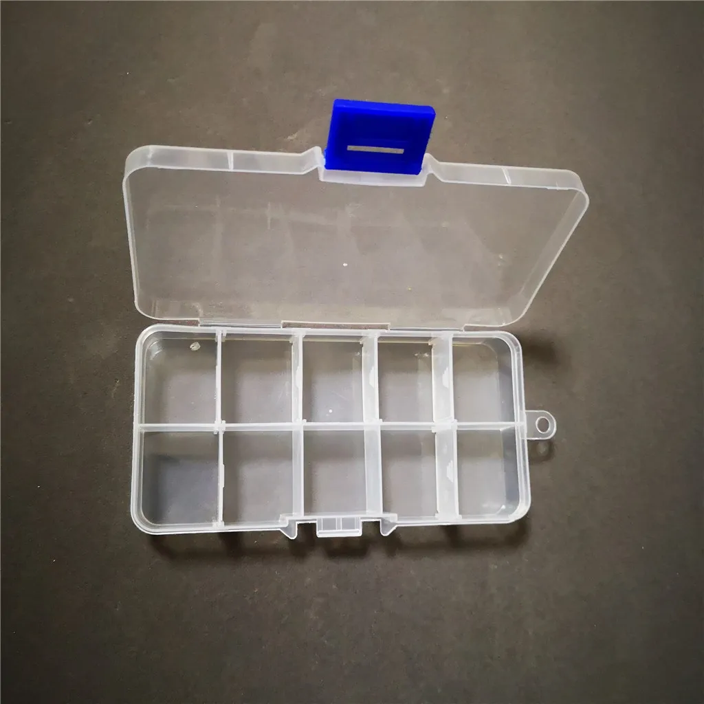 10 compartments square plastic storage box with adjustable divider