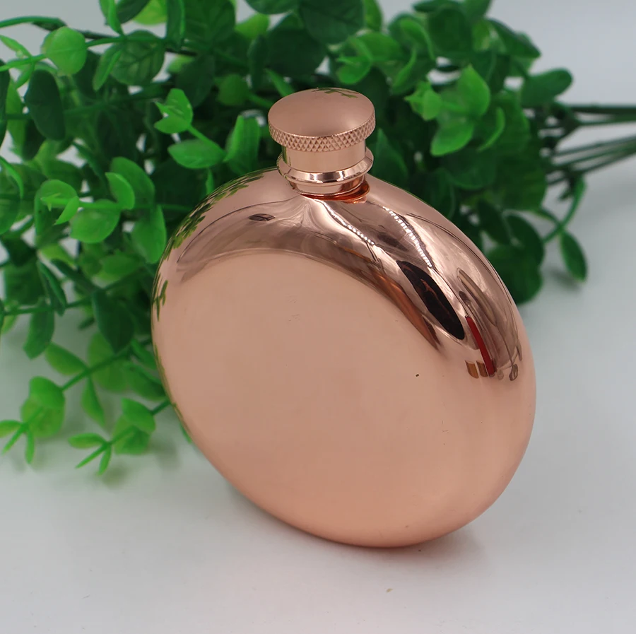 Copper Around Hip flask, 18/8 Eco-Friendly stainless steel 6oz copper Pocket hip Flask, Portable Stainless steel Copper Flask
