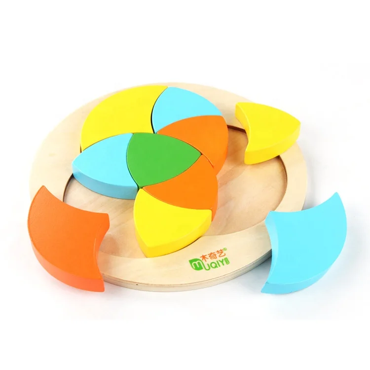 Shape Cognitive Early Learning Tool Kid Color Mixing Wooden Block Puzzle Toys