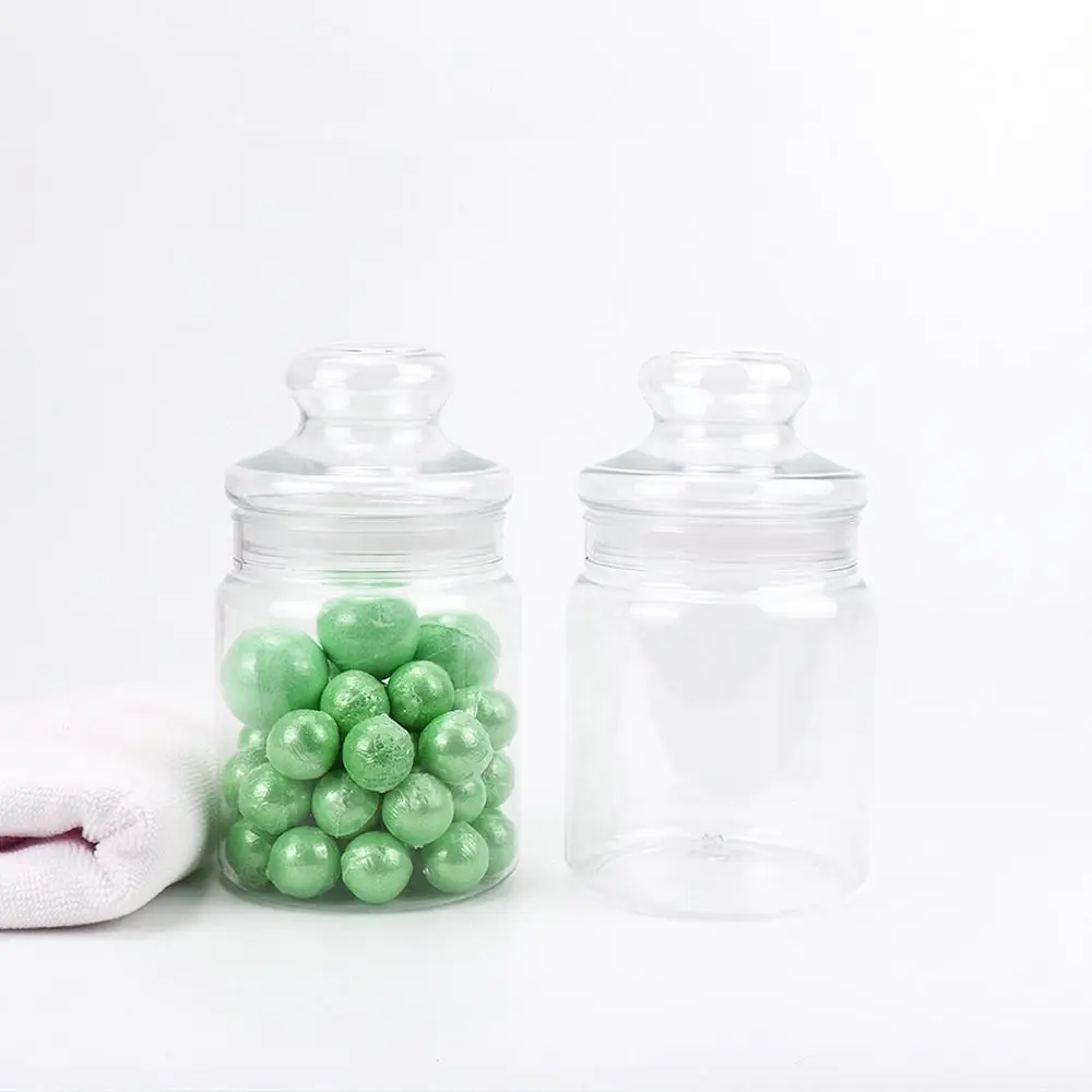 Bottle Canned Empty 750ml Cookie Honey Clear Round Containers With Mushroom Cap Storage Use Plastic Food Pet Jar