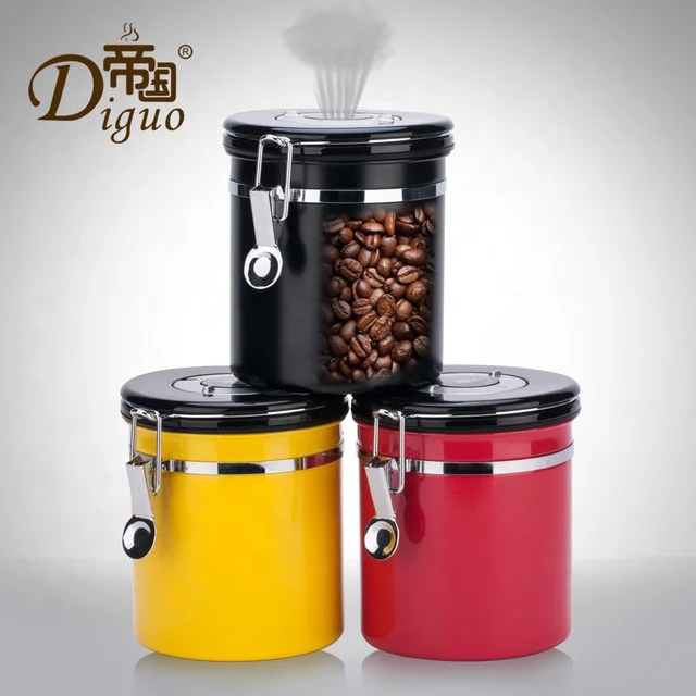 Hot Sale 800ml 1200ml Colorful Stainless Steel Airtight Canister For Sugar Food Coffee Bean Tea