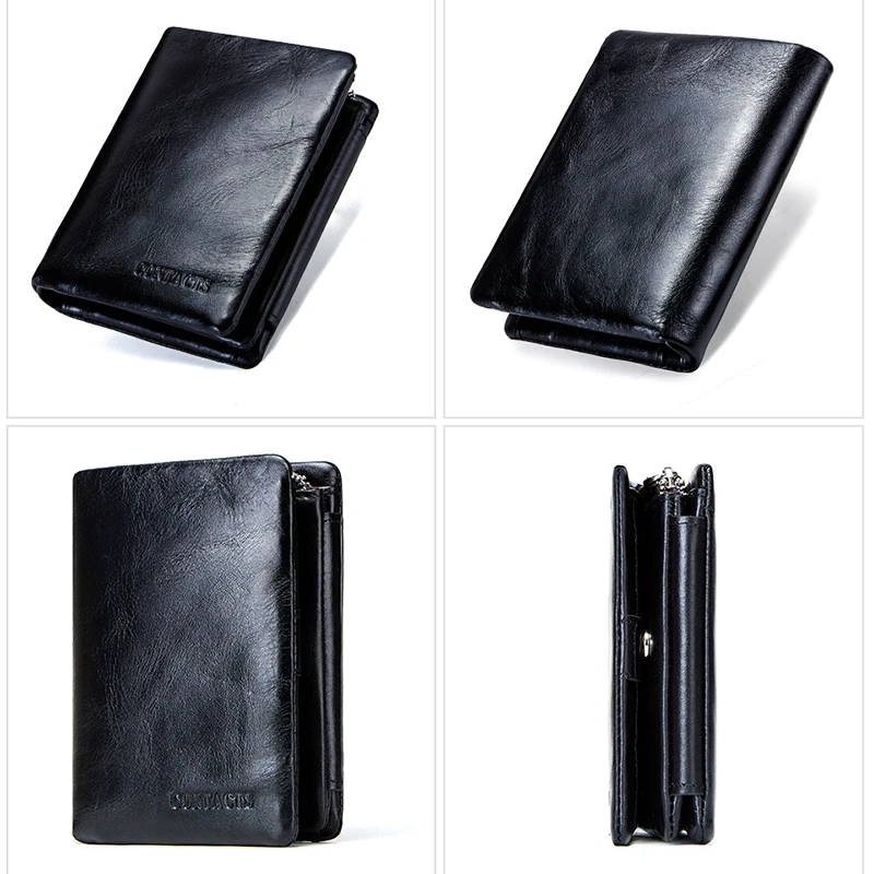 Genuine Leather Wallet for Men Full Grain Leather Wallet With Zipper Coin Pocket