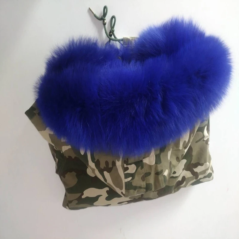 
Fox Fur Collar Hood Trim with Real Rex Rabbit Fur Lining Winter Fur Coat for Women 