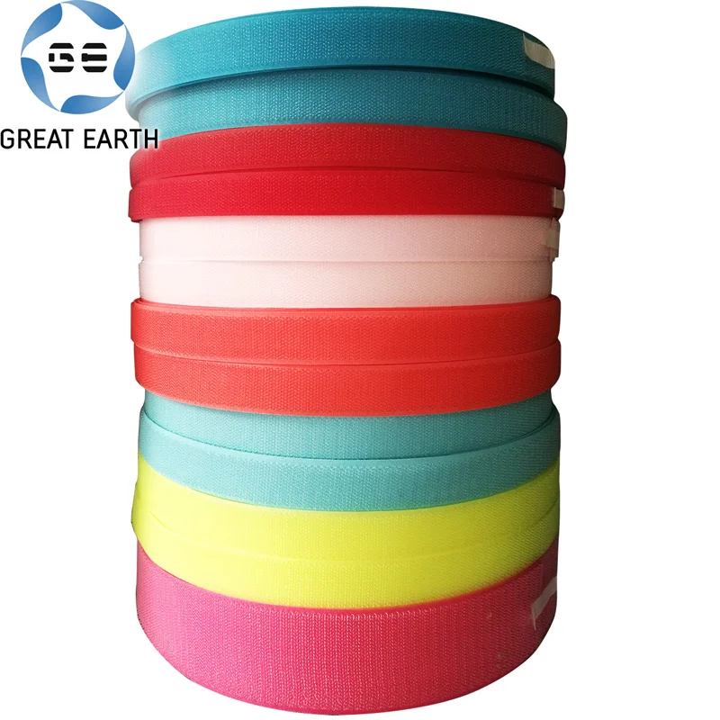 25mm Various width Nylon Sew On Hook and Loop Custom Colour Sticky Fur Tape Hook and Loop