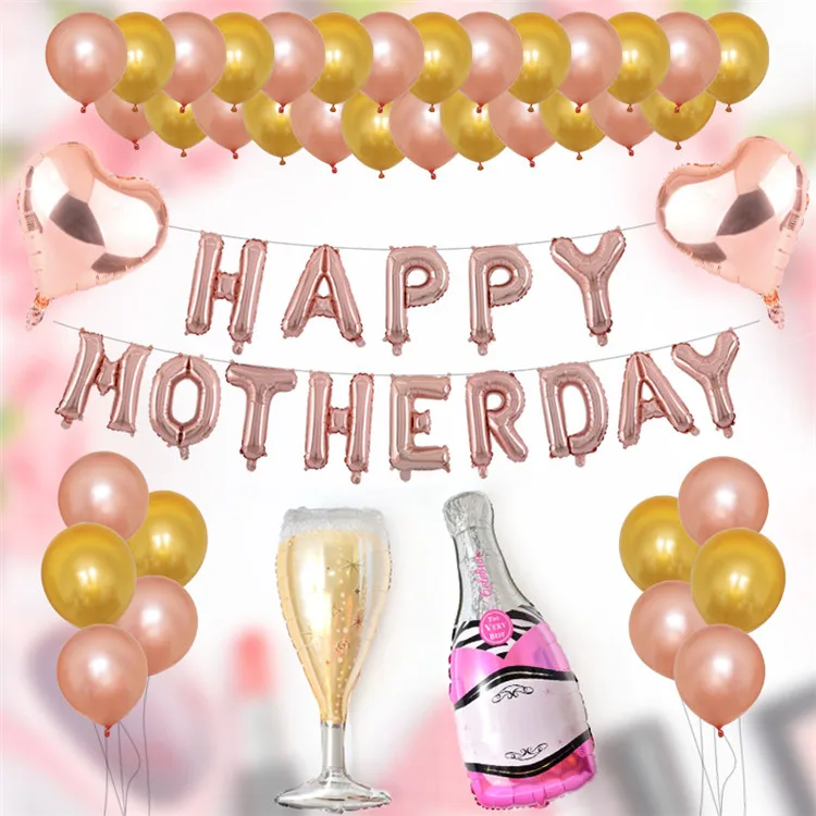 
Hanging Happy Mother Father Day Foil Balloons Banner Happy Birthday Self Inflatable Balloon Party Decoration Set 