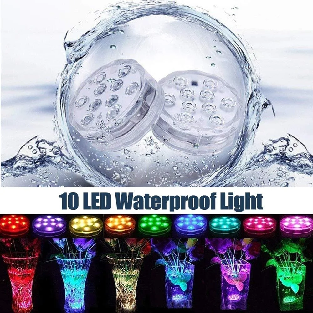 RGB ir remote pond tea light waterproof submersible lights decorative led flower vase light