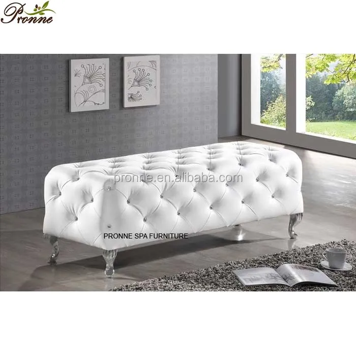 european style elegant crystal tufted waiting bench