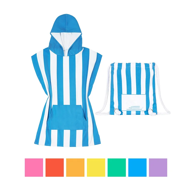 2023 Quick Drying Recycled Surf Absorbent Waterproof Microfiber Terry Beach Poncho Towel Changing Robe
