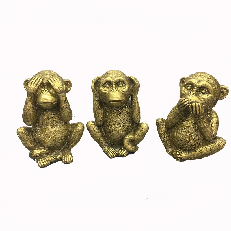 
New desgin Custom monkey statues resin monkey ornament for table ornaments 3 assortment 